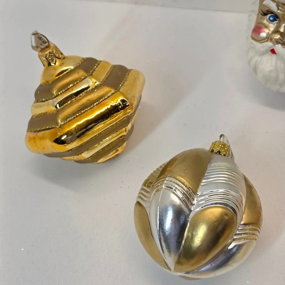 HM Christmas Ornaments Unisex OS Gold Silver NEW 9pc Vintage Style Glass Lot